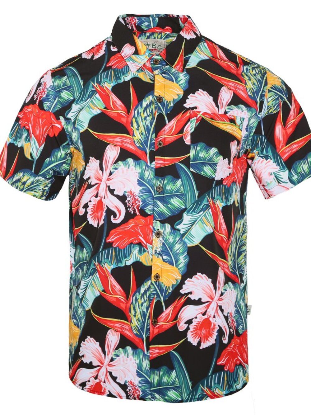 Mens Hawaiian Shirt Tropical Floral Print Short Sleeve Button Down Beach Top